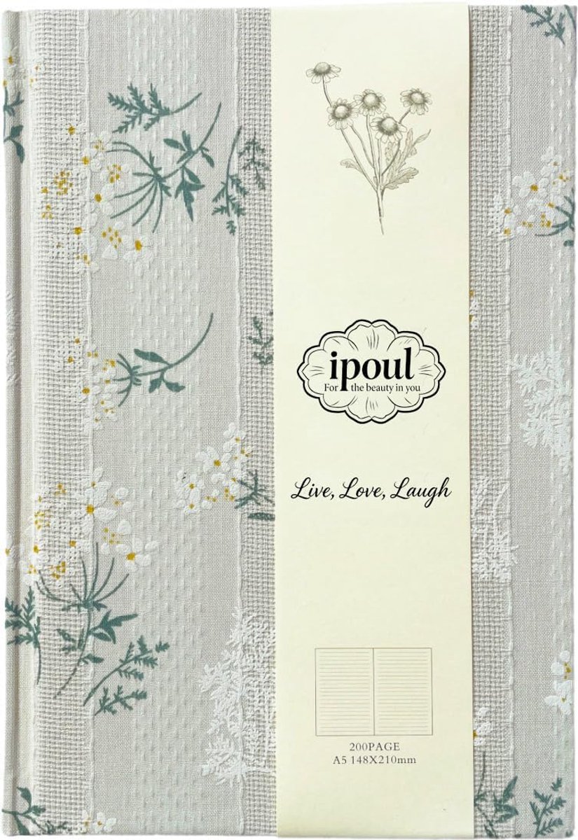 SnelShoppen - Floral Diary voor Vrouwen, Gebloemde Hardcover Notitieboek A5, 200 Pagina's, 6x8 Medium Notitieboek, Luxe Stofomslag, Perfect voor Inspi
