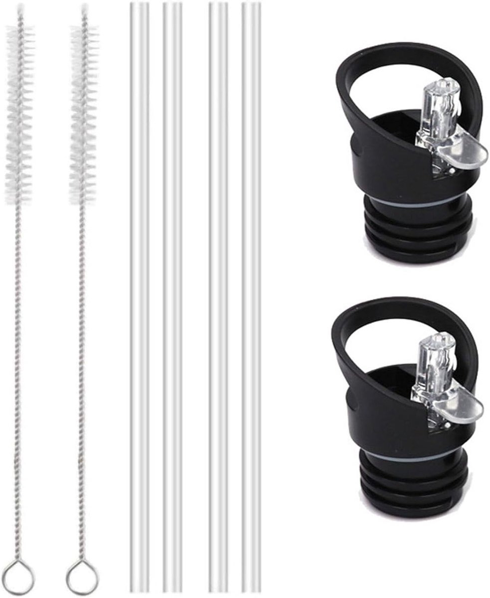 Straw Lids voor Waterflessen - 2 Stuks met Lapstraw, 4 Rietjes en 2 Schoonmaakborstels - Duurzaam PP Plastic - Geschikt voor de meeste flessen