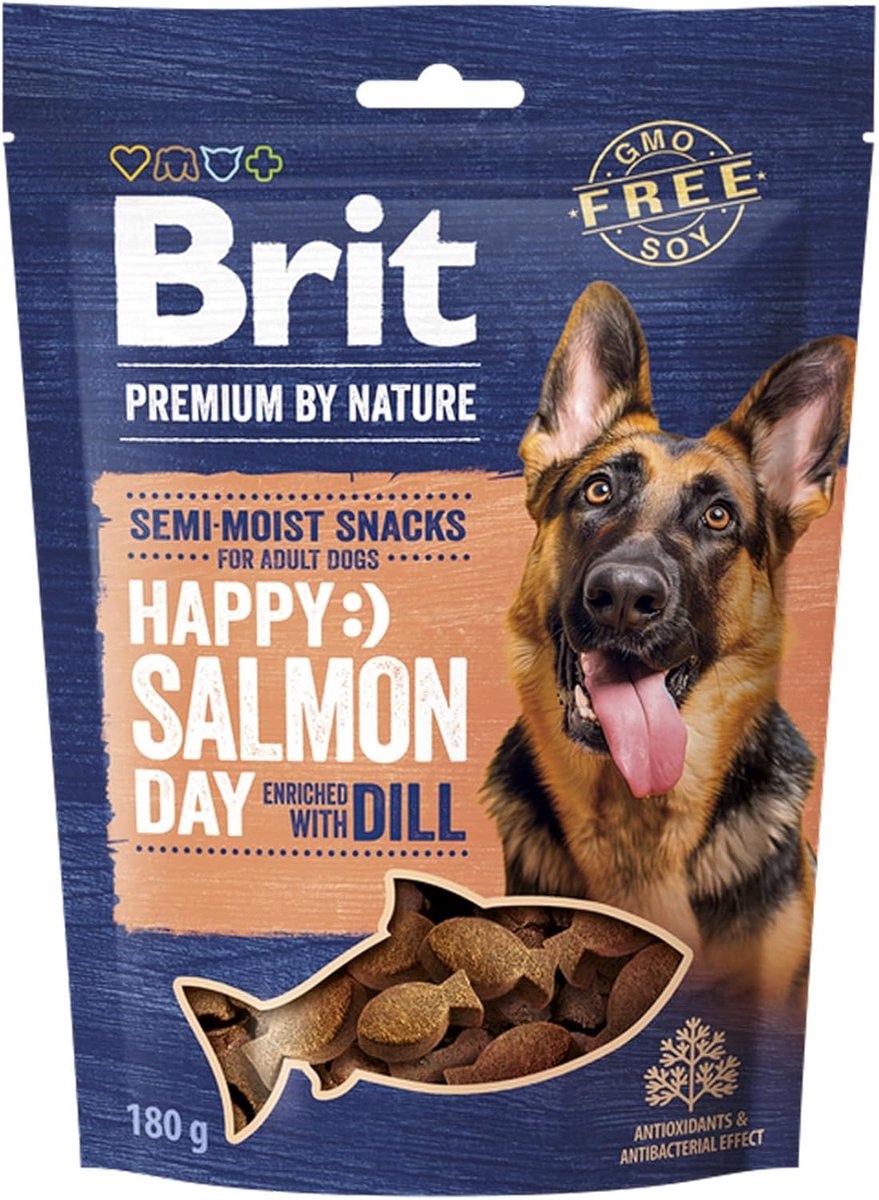 SnelShoppen - Semi-Humide Hondensnacks met Zalm en Dille - 180g - Gezonde Trainingssnacks voor Honden - Ondersteunt Spijsvertering en Immuunsysteem