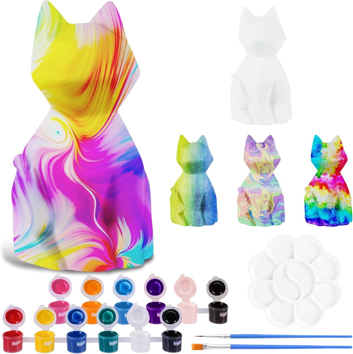 SnelShoppen - Paint Your Own Cat Lamp Kit, Creatieve Doe-Het-Zelf Schilderset voor Kinderen 3-12+, Felle Kleuren, Kunst en Ambachten, Ideaal voor Fees
