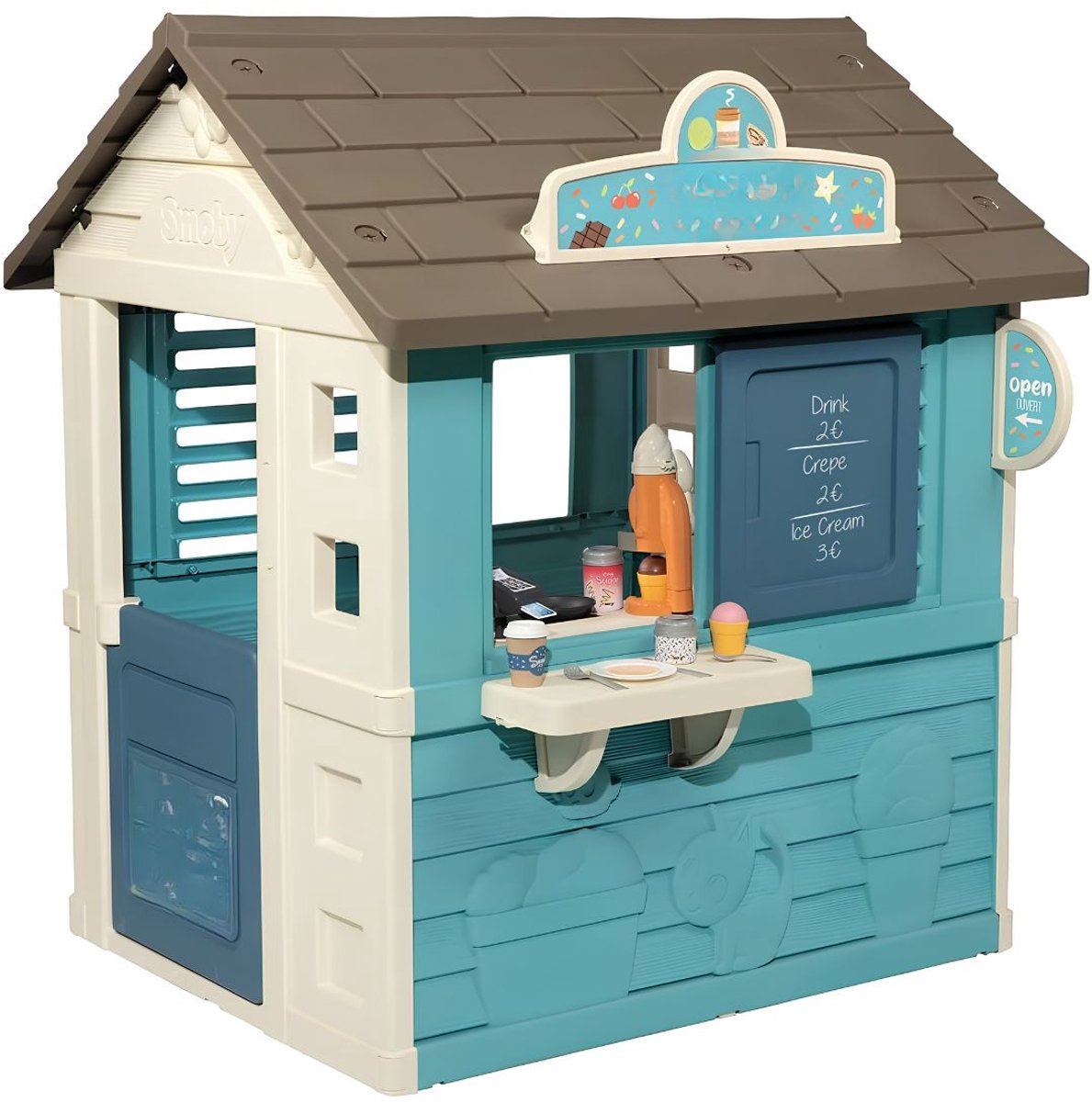 SP® Speelhuisje - 2 Ramen en 18 Accessoires - Speelhuis - Speelhuisje voor Buiten - Veelkleurig - 110cm x 105cm x 127cm