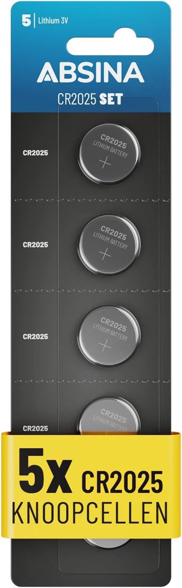 SnelShoppen - CR2025 Knopcelbatterijen, 5 Stuks, Lekvrij en Lange Houdbaarheid, 3V Lithium Knopcel, Ideaal voor Sleutels, Alarm, Afstandsbediening, Sc
