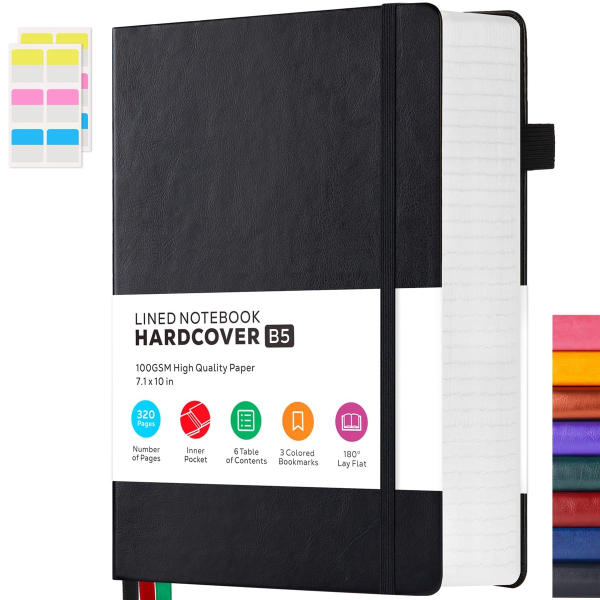 SnelShoppen - FOCUS DAY Notebook B5 voor Volwassenen, 320 Pagina's, Notitieboek, Journal, Geschikt voor Kantoor, School en Thuis, Hardcover, Gelijnd,