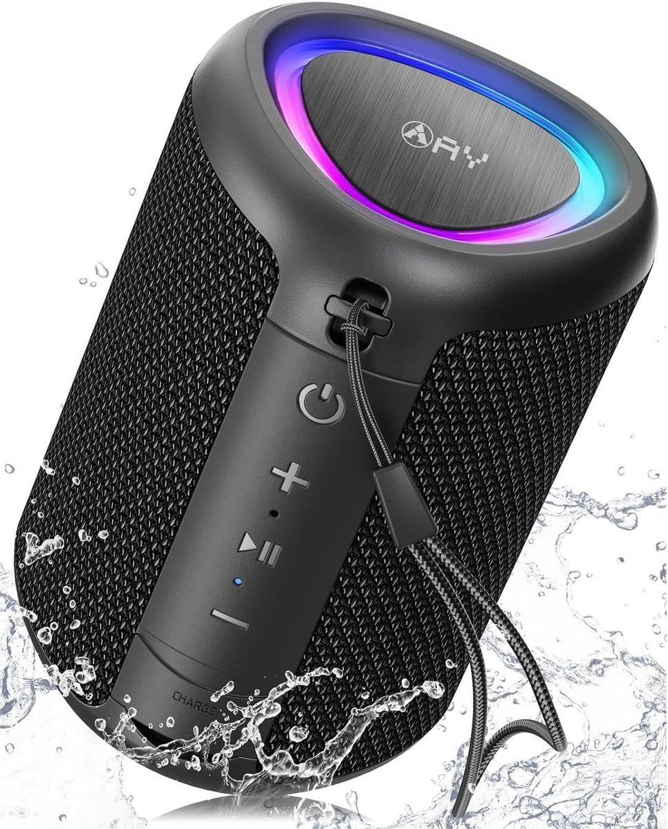 SnelShoppen - Draagbare Bluetooth Speaker met Licht, 15W Geluid, IPX5 Waterdicht, AUX & TF Kaart, Stereo Paar, 24u Accuduur voor Feest, Camping, Tuin