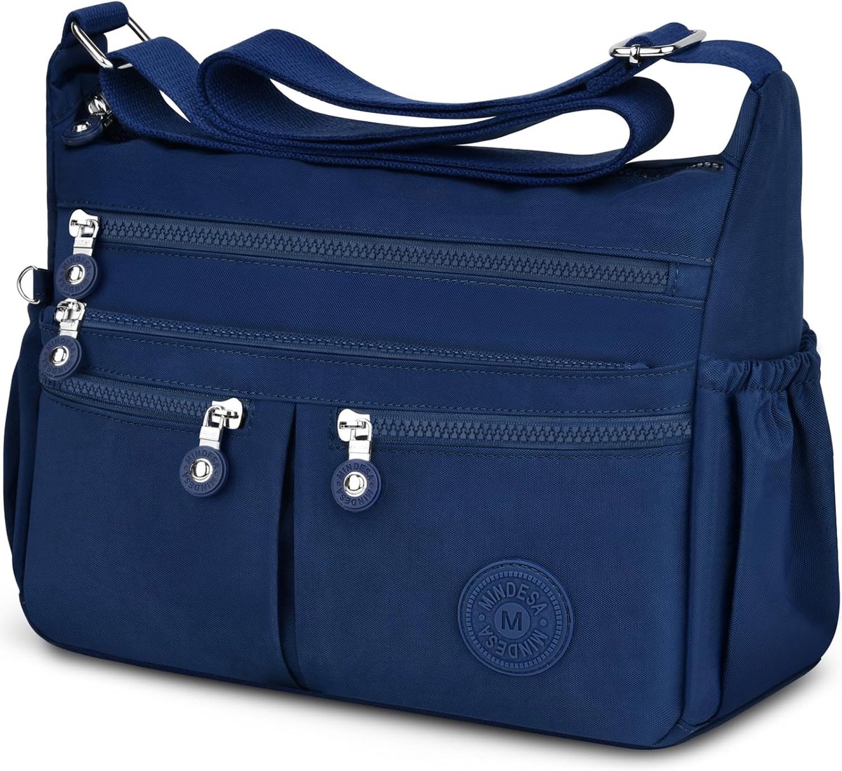 SnelShoppen - Crossbody tas voor dames - Grote capaciteit - Nylon waterdicht - Lichtgewicht schoudertas - Multi-pocket messenger bag - Donkerblauw voo