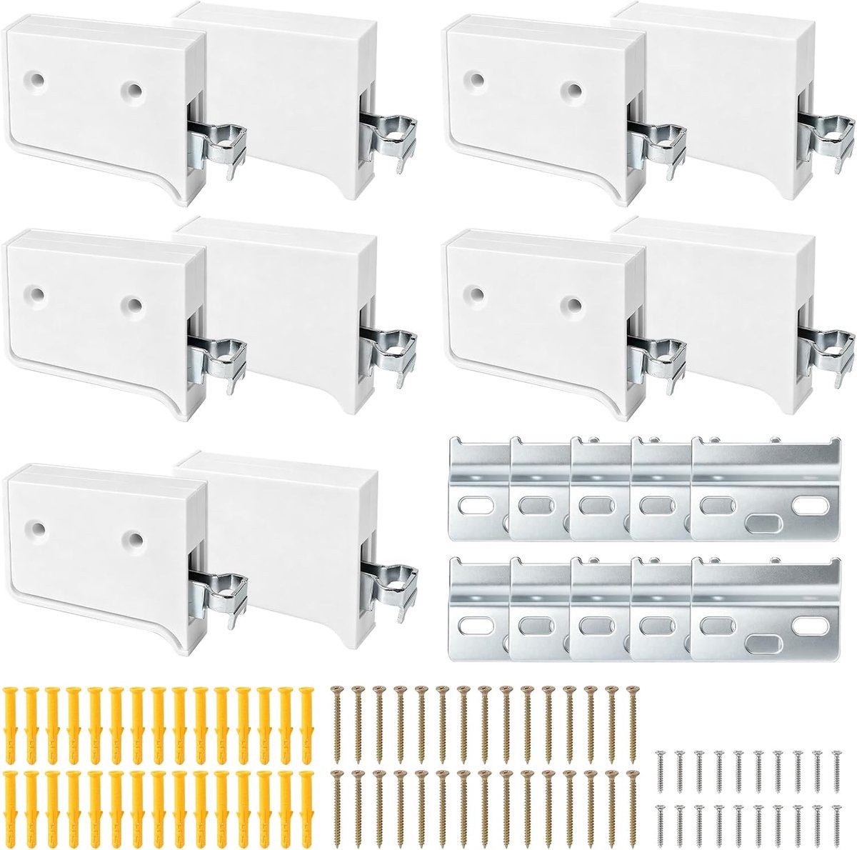 SnelShoppen - 10 Stuks Wandhouders Set, Verstelbare Kastophangingen met Expansieschroeven, Draagkracht 100 kg, Wit, Ideaal voor Kasten en Opbergruimte