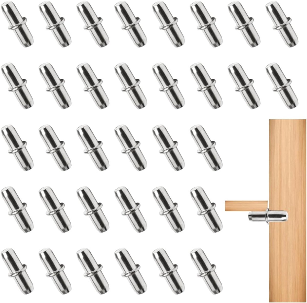 SnelShoppen - Pack van 120 5 mm Ondersteuners voor Planken, Stevige Metalen Plankdragers voor Keuken, Kasten, Boekenkasten, Rvs, Glasplanken