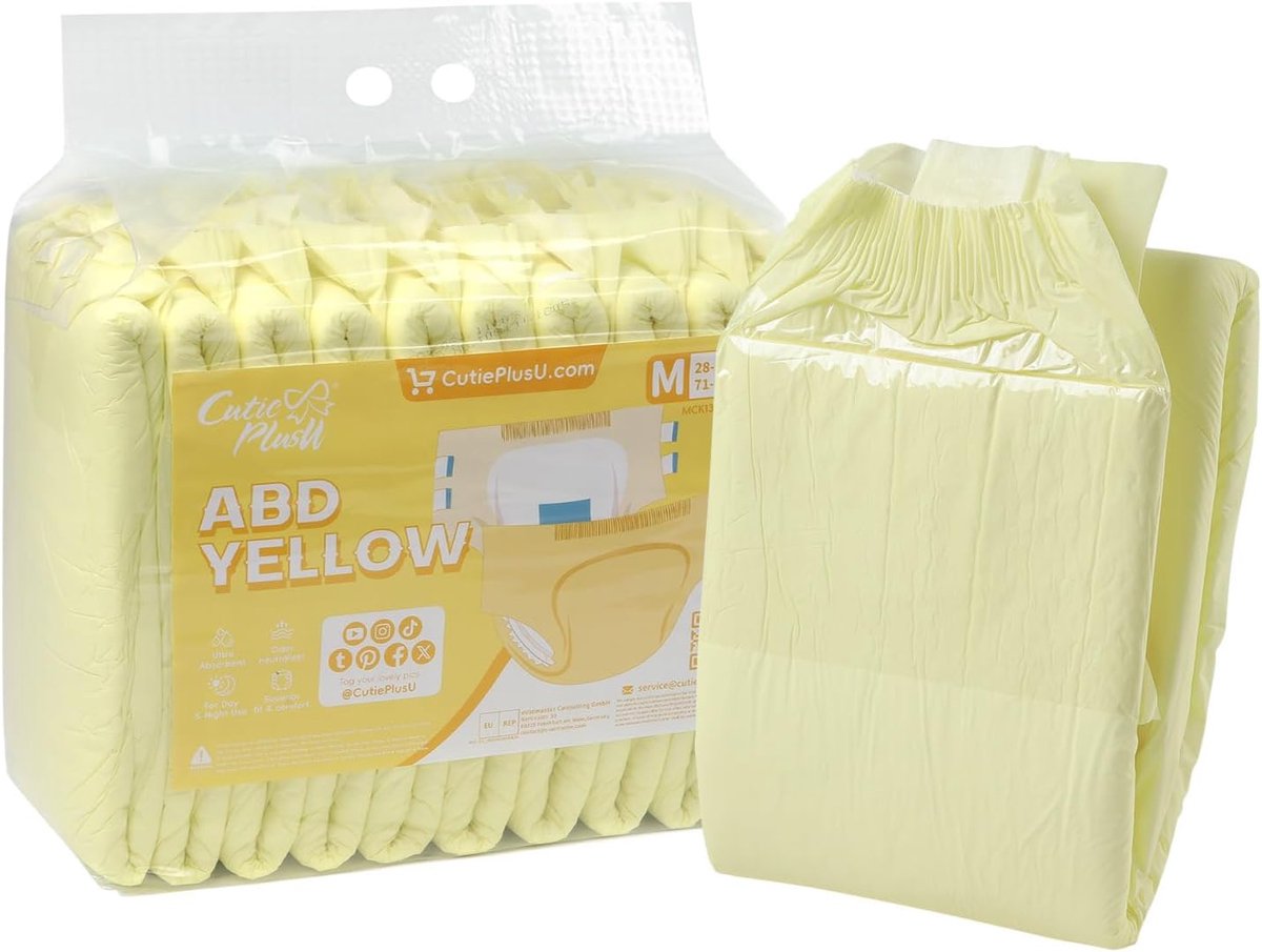 SnelShoppen - Incontinentie Luiers Volwassenen - Wegwerp Pampers voor Mannen en Vrouwen - Maximaal Absorptie voor de Nacht - Geel - M 71-96cm - 10 Stu