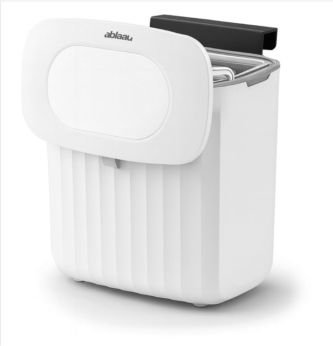 SnelShoppen - Garbage Bin 8 Liters met Deksel voor Keuken en Badkamer - Ruimtebesparende Witte Plastic Afvalbak met Soft Close en Dubbele Opening - Ha