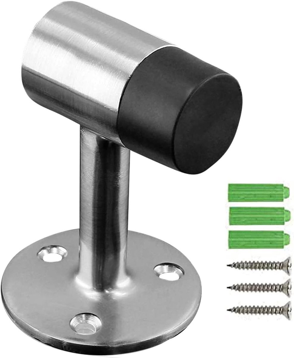 Deurstopper van RVS voor Wandmontage, Zwart, 75mm x 50mm - Veiligheid, Duurzaamheid en Stijl voor Jouw Deuren