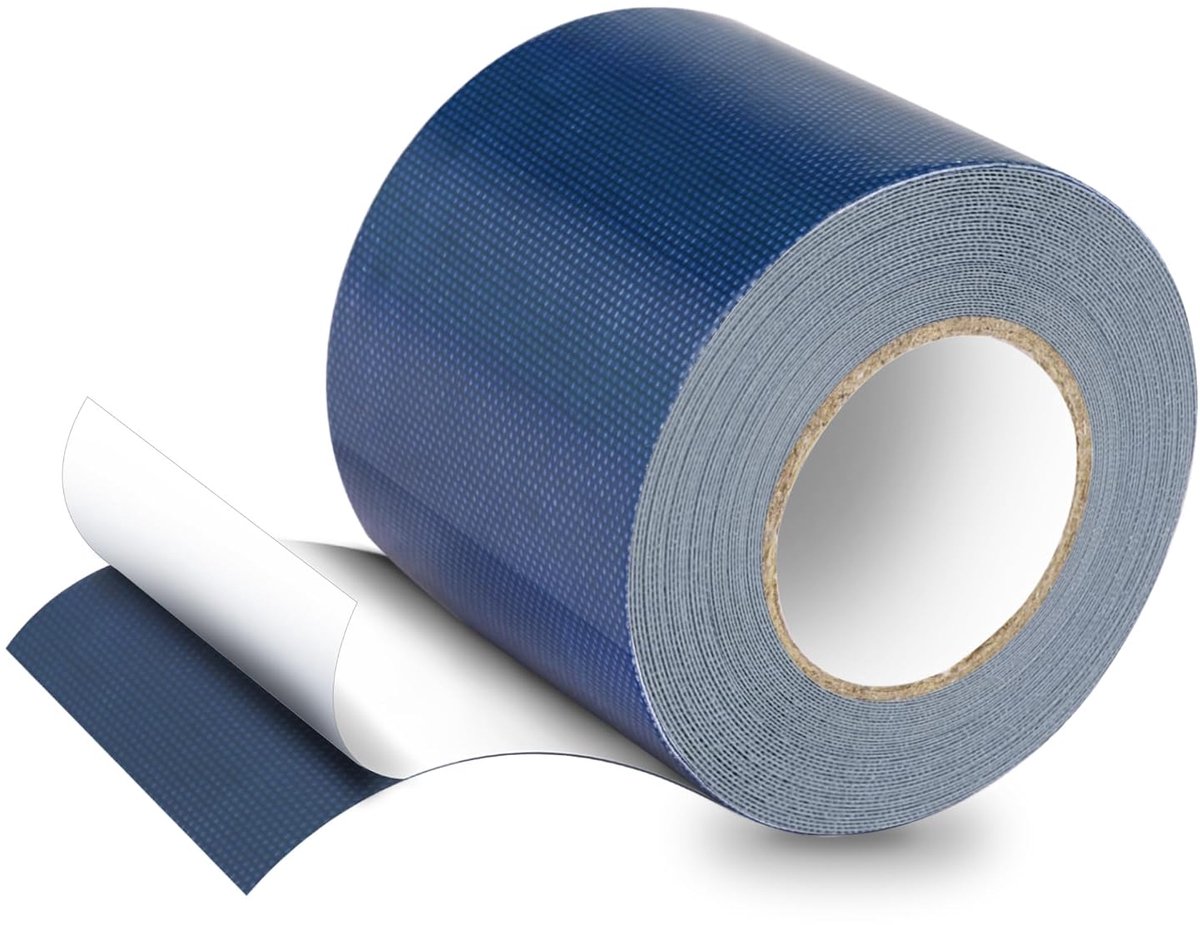 SnelShoppen - Reparatietape voor Zeilen - Tarpaulin Patches - 5M x 8CM - Sterke Hechting - Blauw PVC - Voor Truckzeilen, Tent, Luifel, Camping