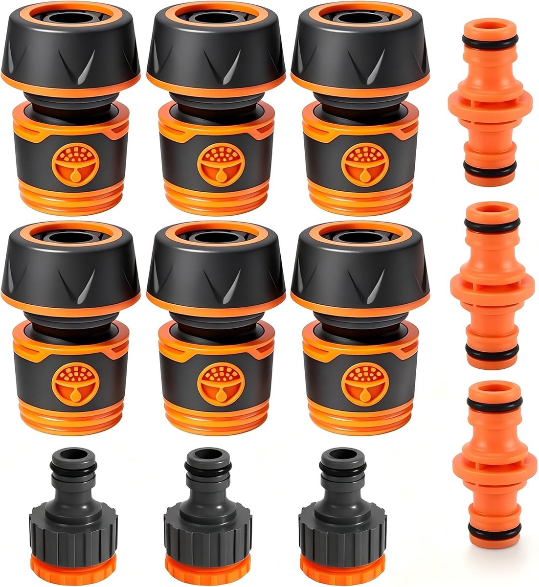 SnelShoppen - Tuinslang Aansluitset 3/4 inch met Koppelingen, Universele Tuin Irrigatie, Flexibele Aansluitingen voor Auto en Huishouden