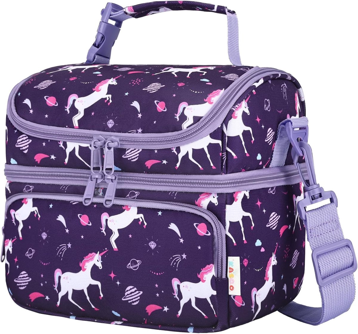 SnelShoppen - Schattige Lunch Bag voor Kinderen, Geïsoleerde Lunch Box Tas met Dubbele Compartment voor Meisjes en Jongens, Waterdichte Tas met Afneem