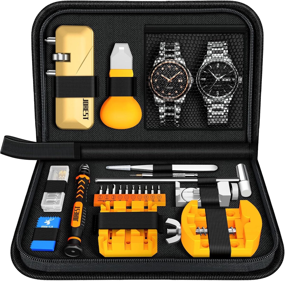 SnelShoppen - Jorest Horloge Reparatie Tool - Batterij Vervangen, Horlogeband Verstellen, Straps Verwijderen, Horlogekast Openen, Schroevendraaier, Sp