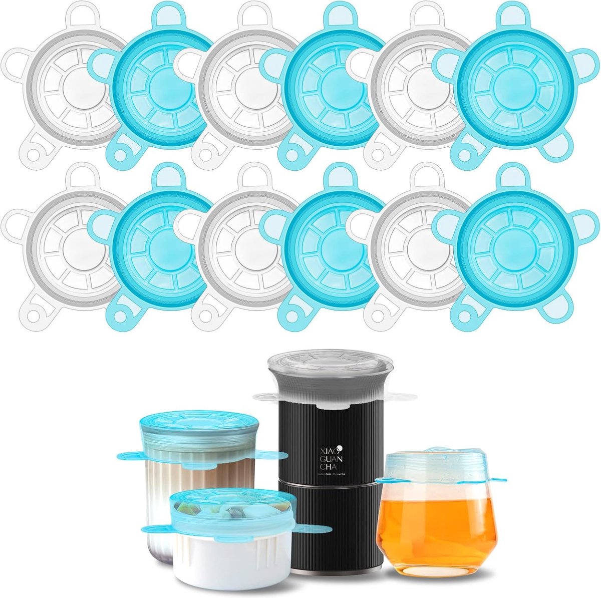 SnelShoppen - 12 Stuks Kleine Siliconen Stretch Lids 6.5cm - Herbruikbare Deksel Covers voor Potten, Kommen, Bekers, Flessen, Blikken - Zero Waste Keu
