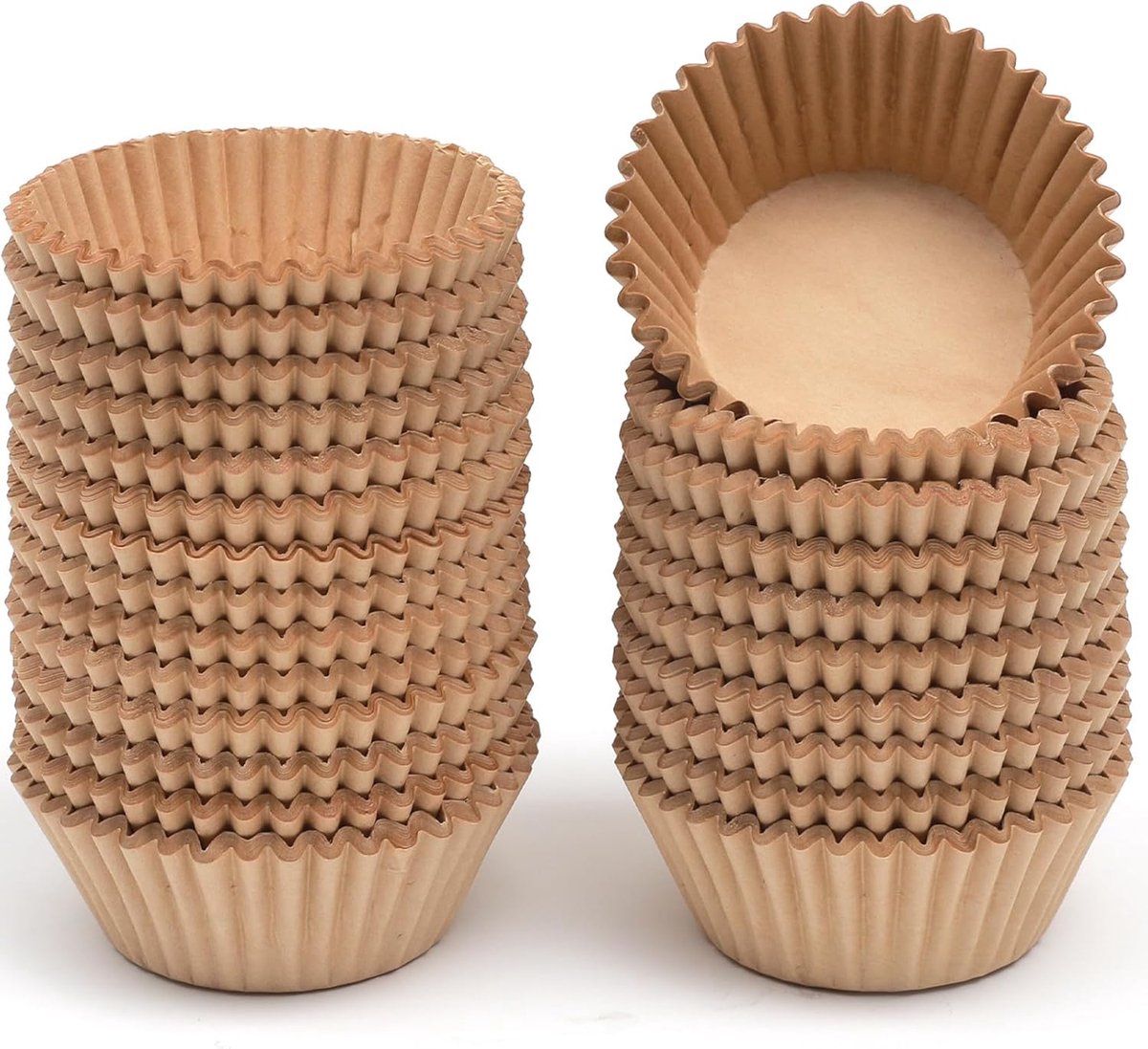 SnelShoppen - 200 Stuks Grote Muffin Cupcake Cups - Food Grade Papieren Bakvormen - Oven- en Magnetronbestendig - Bruin - Perfect voor Feestjes en Bak