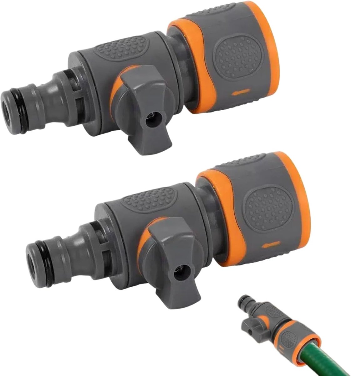 SnelShoppen - 2 Stuks Universele Tuinslangkoppeling met Regelklep, Lekvrije Kunststof Koppelingen voor Tuinirrigatie en Auto Wassen, UV- en Hittebeste