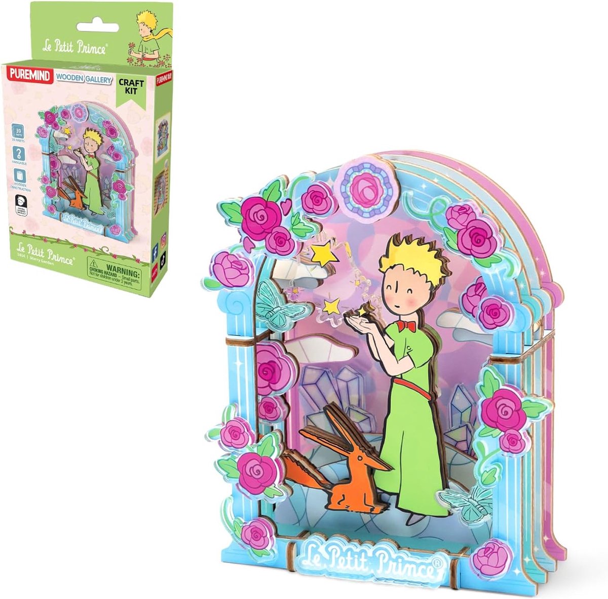 SnelShoppen - 3D Houten Puzzel - Le Petit Prince Tuin Scène - Diorama Modelbouw Kit - Wanddecoratie & Bureau Display - Cadeau & Verzamelobject