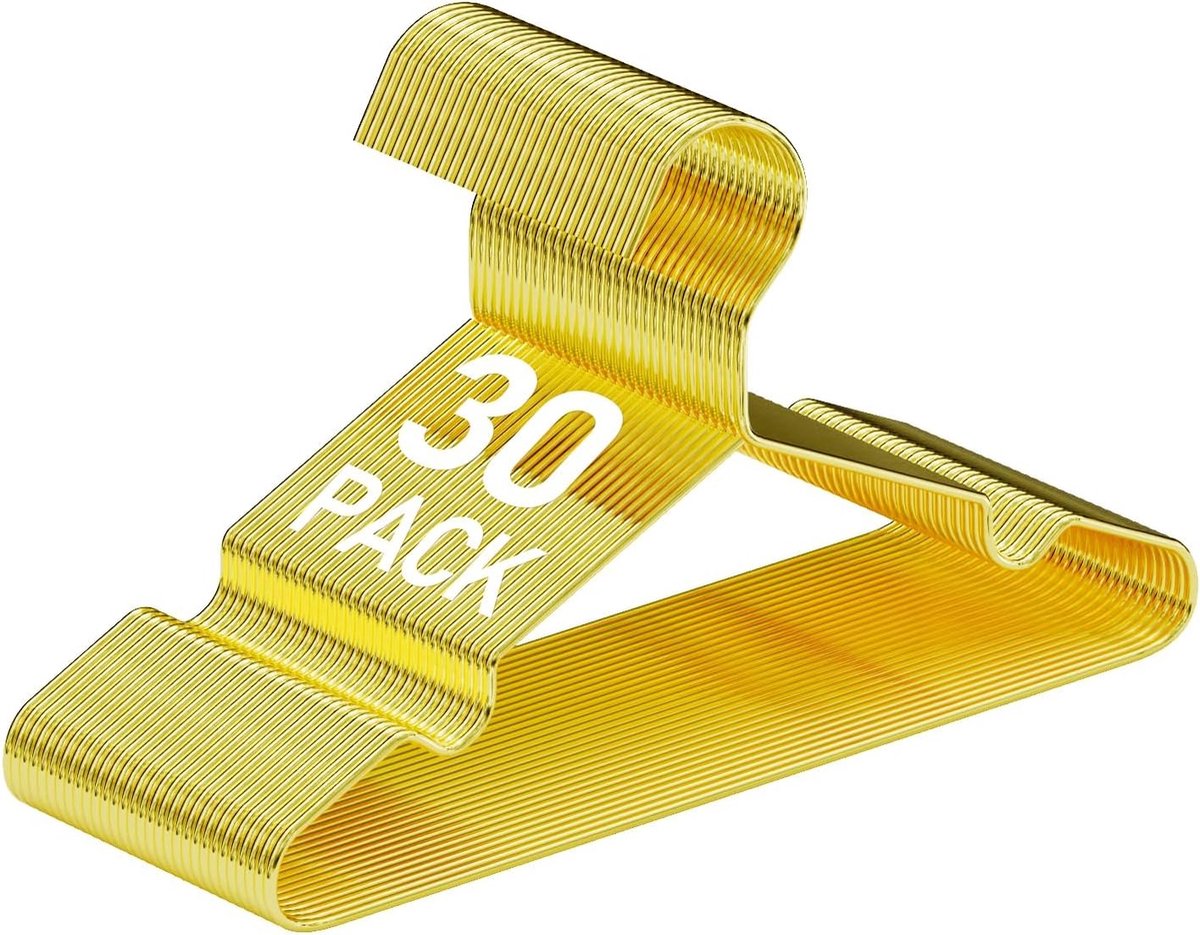 Thijox - 30 Stuks 11,8 Inch Gouden Metalen Hangers voor Kinderen - Ruimtebesparend en Stevig - Ideaal voor Peuterkleding, Jassen, Broeken en Jurken