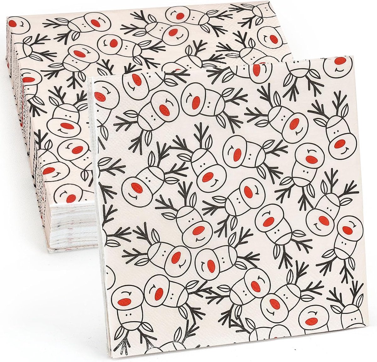 Thijox - 32 stuks Kerstservetten Rendier, 33x33cm vintage 3-laags kerstservietten voor nostalgische kerstdecoraties, ideaal voor feestelijke tafelsett
