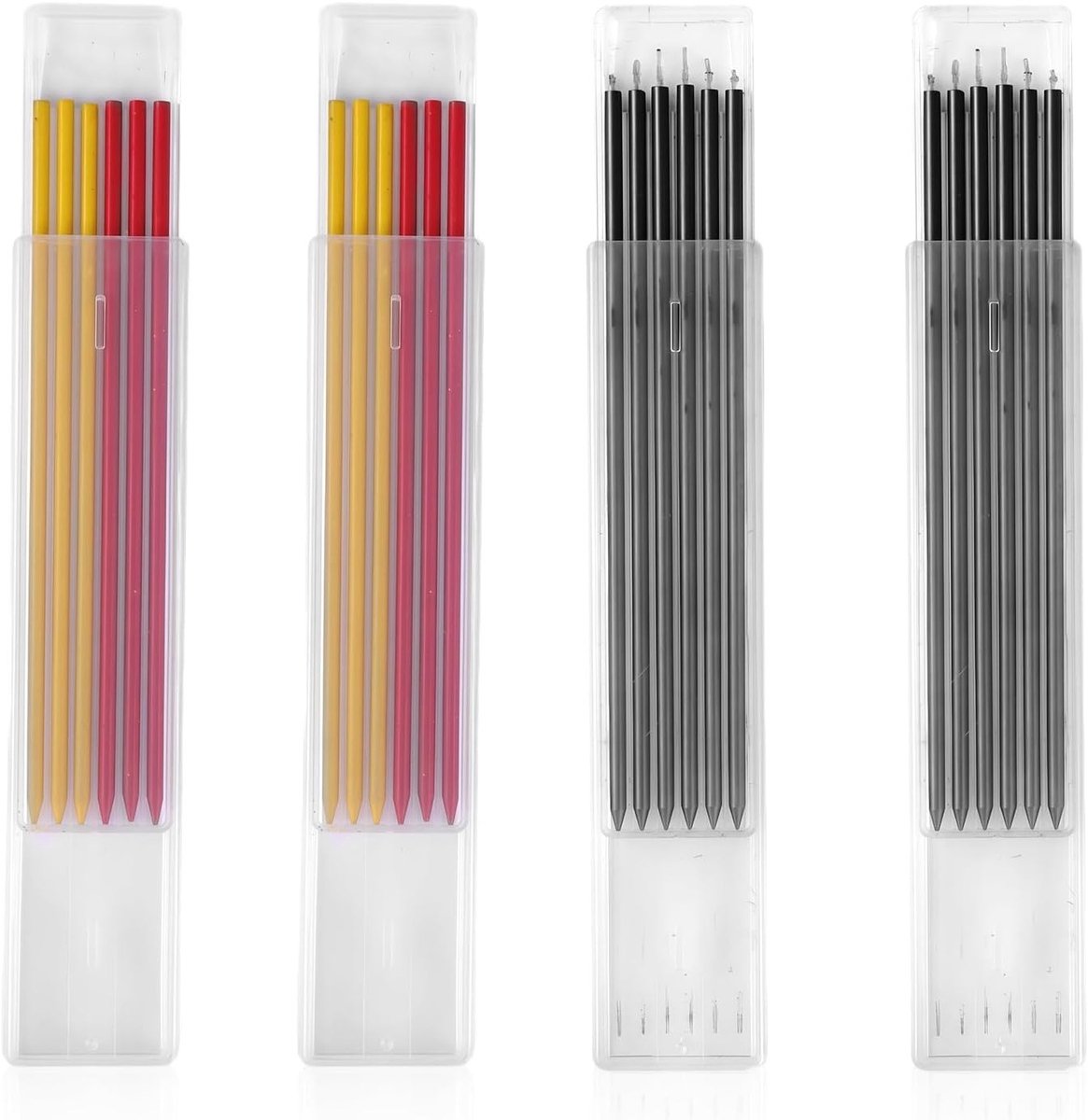 Herbruikbare 2.8 mm Schokbestendige Potloodvullingen in Zwart, Geel en Rood voor Houtbewerking en Bouw, Verpakking van 24 Stuks