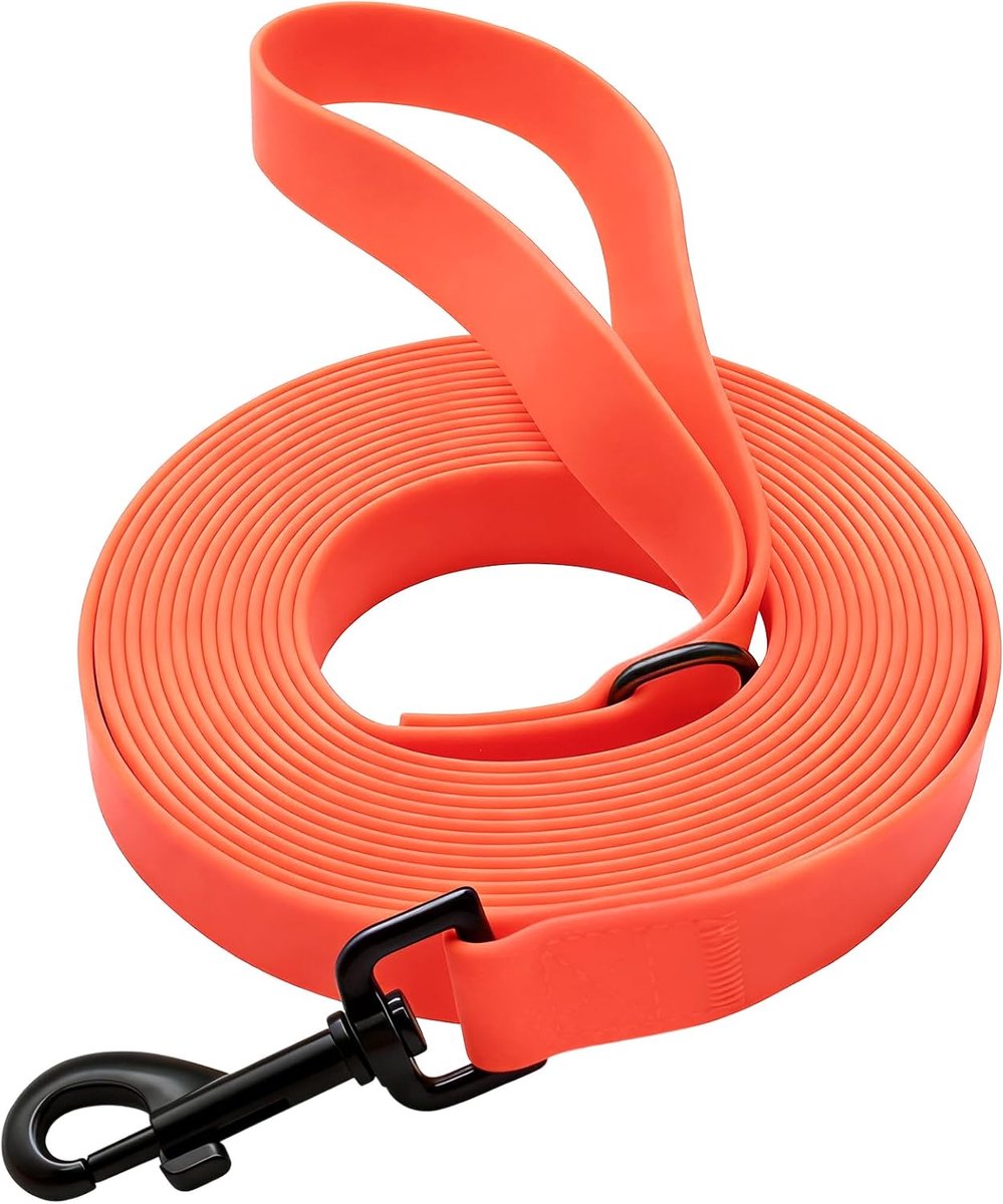 SnelShoppen - Waterproof Hondenlijn 10m - Tear-resistant Training Leash met Robuuste Carabiner - Geschikt voor Grote en Kleine Honden - Oranje