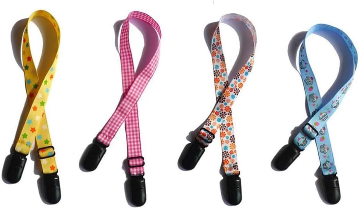 SnelShoppen - 4PCS Kleurrijke Verstelbare Napkin Clip Bib Buckle Houder Lanyard Nekband voor Handdoek Schort Deken Reizen Buitenshuis Must-haves (Kleu