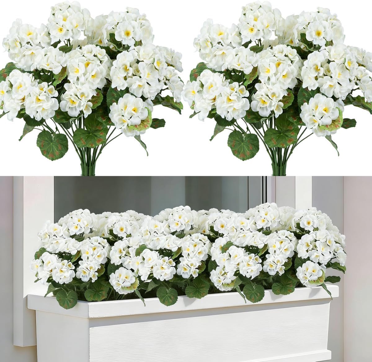SnelShoppen - 4 Stuks Kunstmatige Geraniums voor Buiten | UV Bestendige Nep Geraniums Bloemen van Zijde | Faux Geraniums voor Tuin, Balkon en Binnende