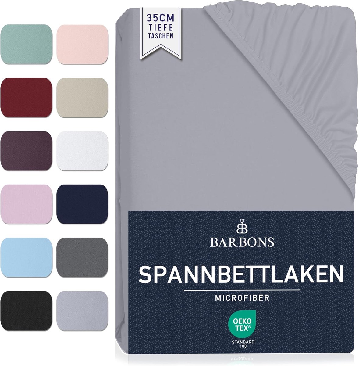 SnelShoppen - Fitted Sheet 180x200 cm Brushed Microfiber Polyester - Hoeslaken voor Tweepersoonsbed - Extra Hoog 35 cm - Ademend en Zacht - Lichtgrijs