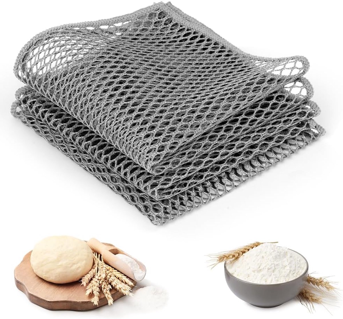 SnelShoppen - Dough Cleaning Cloths 30 x 30 cm - Herbruikbare Doekjes voor Bakken, Keuken Schoonmaak, Netvorm, Krasvrije Polyester, Perfect voor Borde