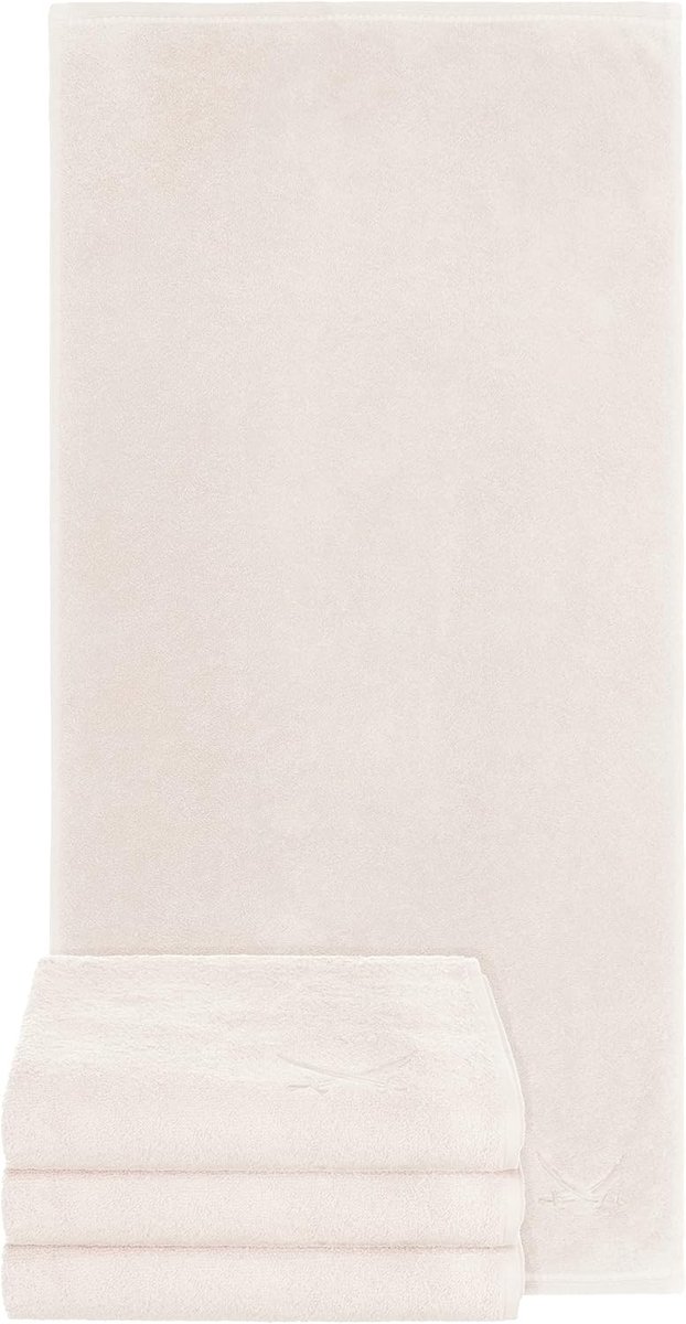 SnelShoppen - Set van 4 Gastenhanddoeken 30x50cm met Geborduurd Logo - 100% Katoen, Zacht en Sneldrogend, Perfect voor Badkamer, Logies, Feesten en Ca