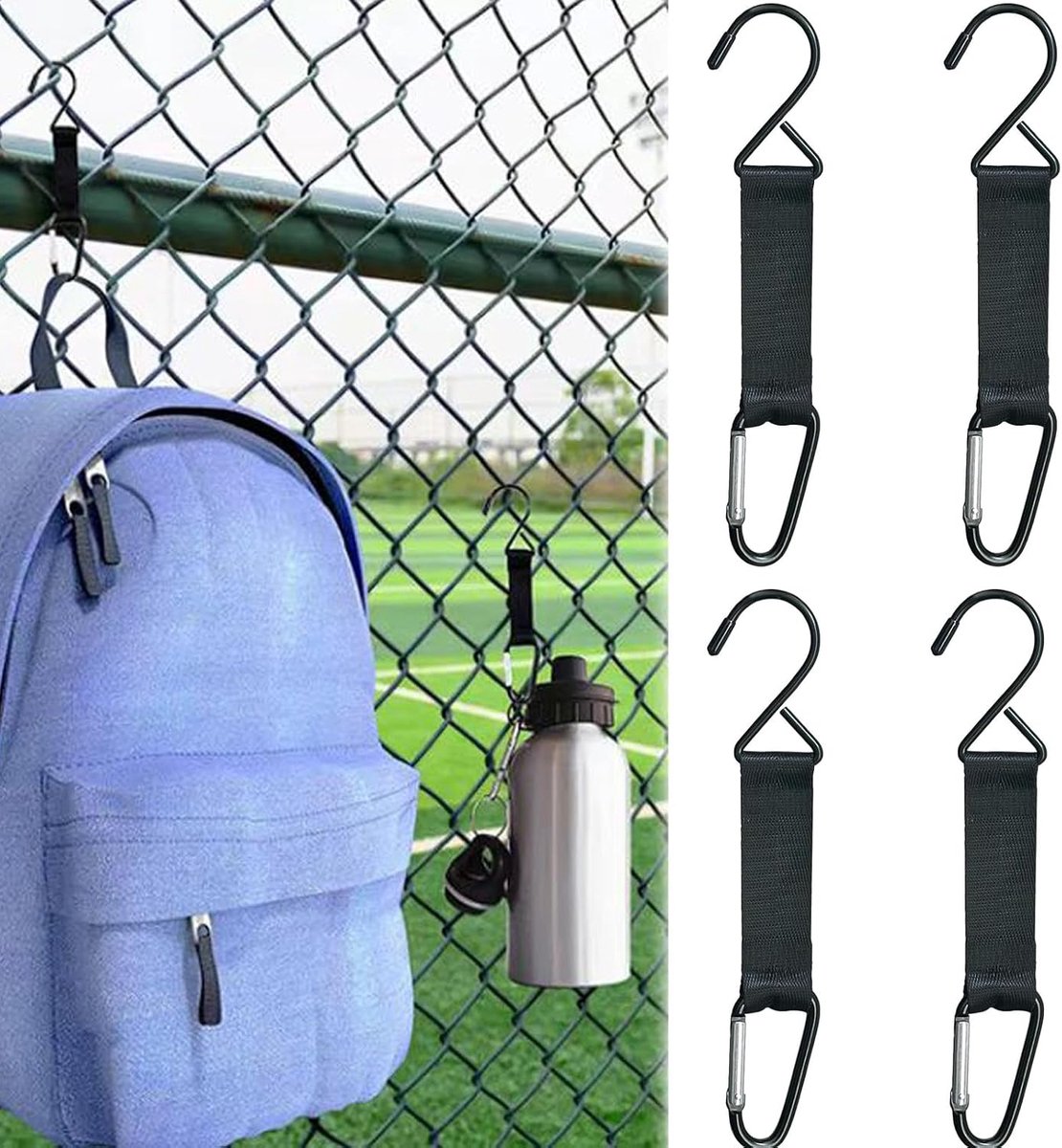 Tennis Haak Metalen Haken - Nylon Gespen - Multifunctioneel - Ideaal voor Buitenactiviteiten - ShopVlot