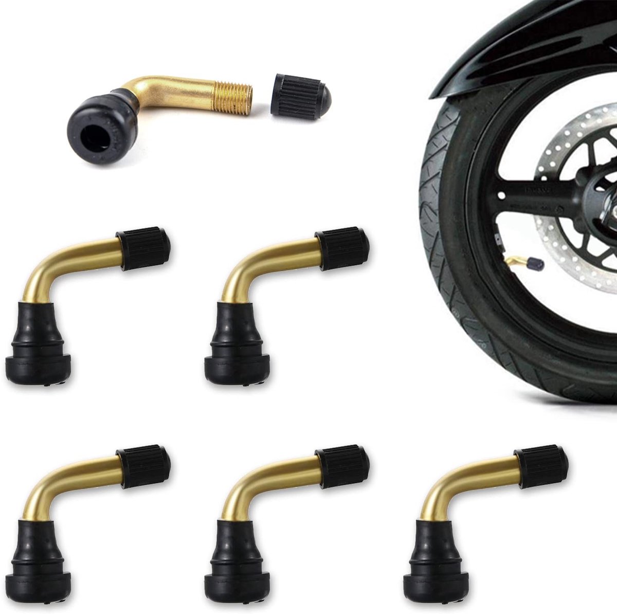 Solidchoice - Set van 6 90 Graden Ventielverlengers voor Auto's en Motorfietsen