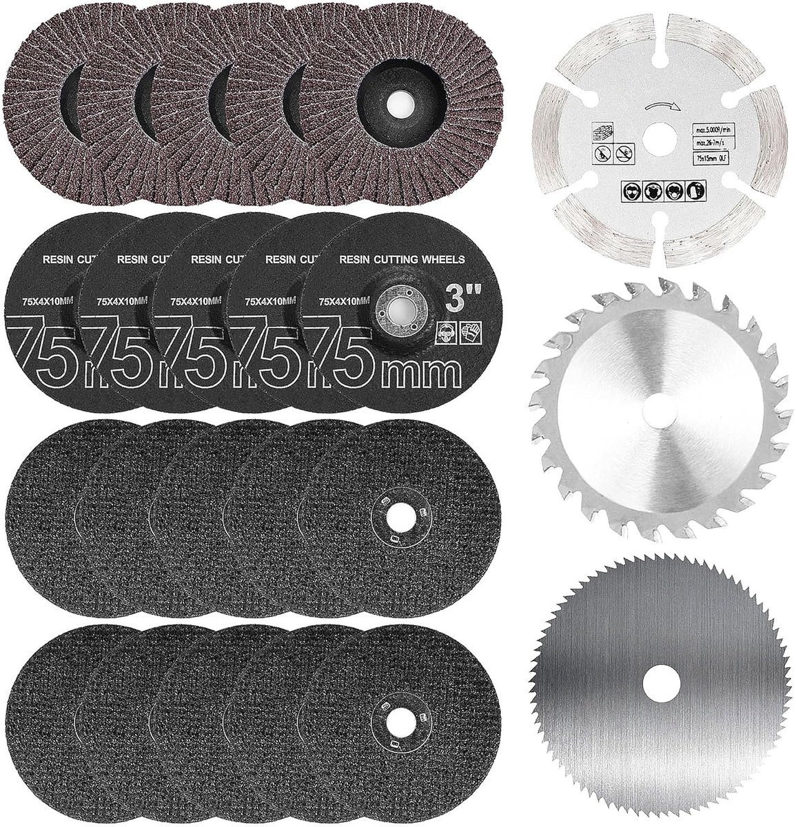 Snijschijven set 23 stuks 75 mm - HSS cirkelzaagbladen - universeel voor metaal, hout en kunststof - ShopVlot