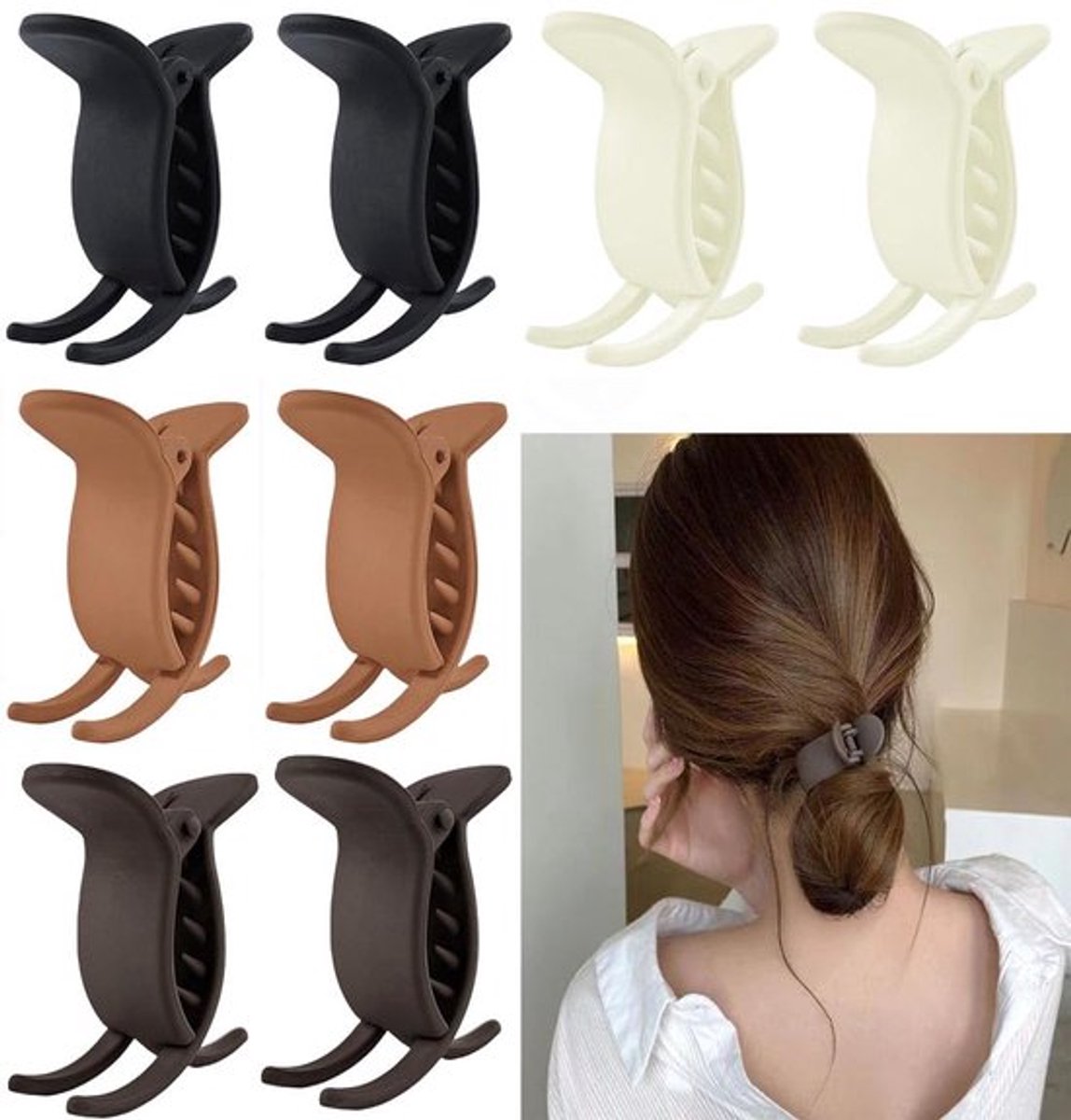 8-delige matte paardenstaart-klauwclips - haarstyling- en vlechtgereedschap, antislip paardenstaart-vormers voor vrouwen en meisjes