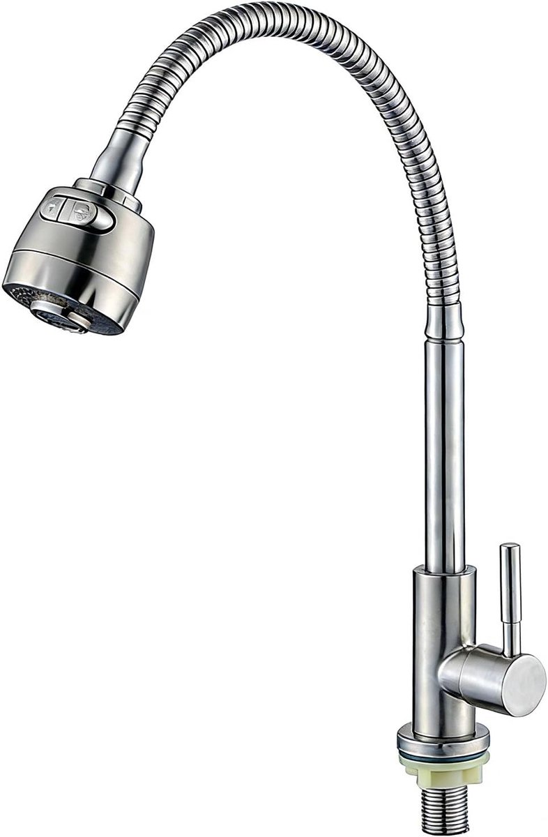 Keukenkraan 360° draaibaar - chroom - 2 straalsoorten - 30% waterbesparing - ShopVlot