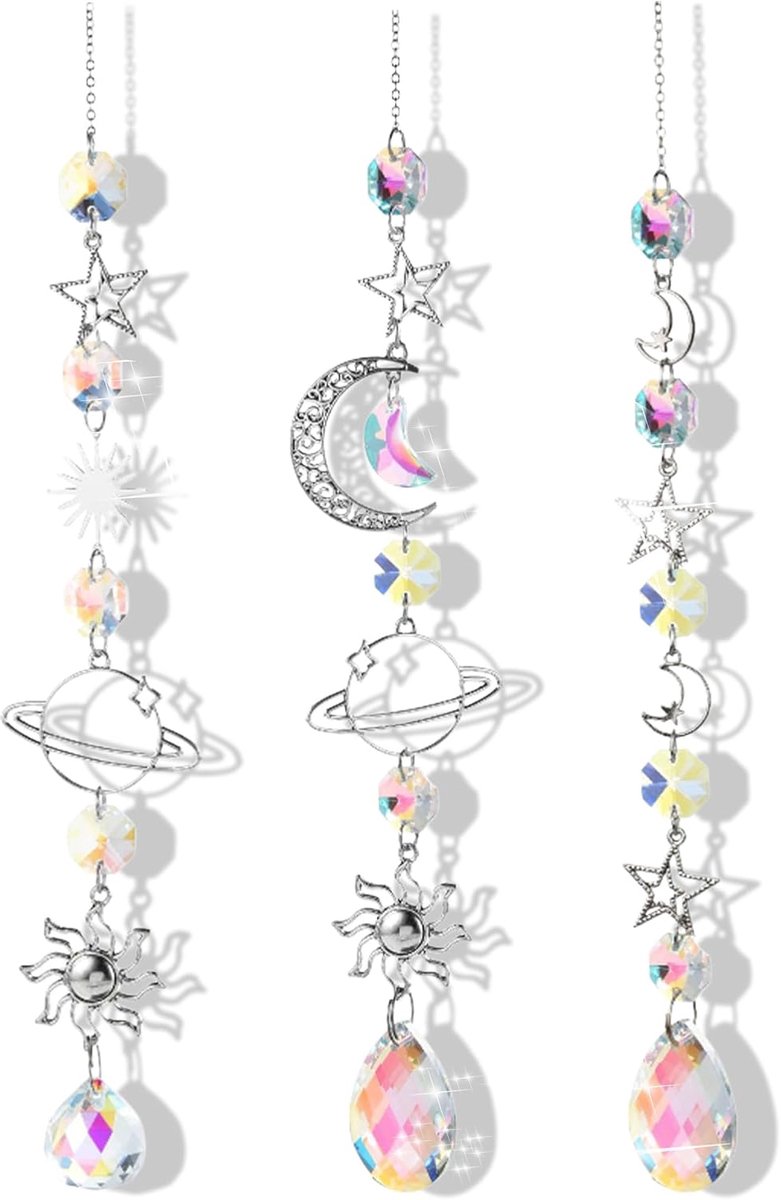 Kristal hangend windspel - 3 stuks - Regenboog decoratie - Creëer sfeervolle lichtreflecties - ShopVlot