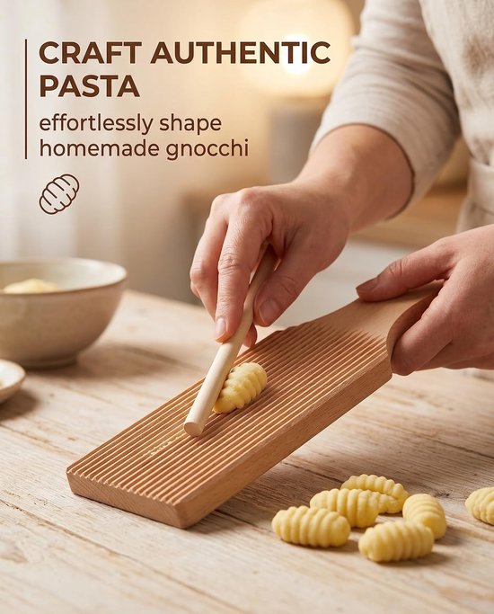 Houten gnocchiplank 24 x 6,6 cm - beukenhout - geribbeld oppervlak - ideaal voor verse pasta - ShopVlot van houten — afbeelding 4