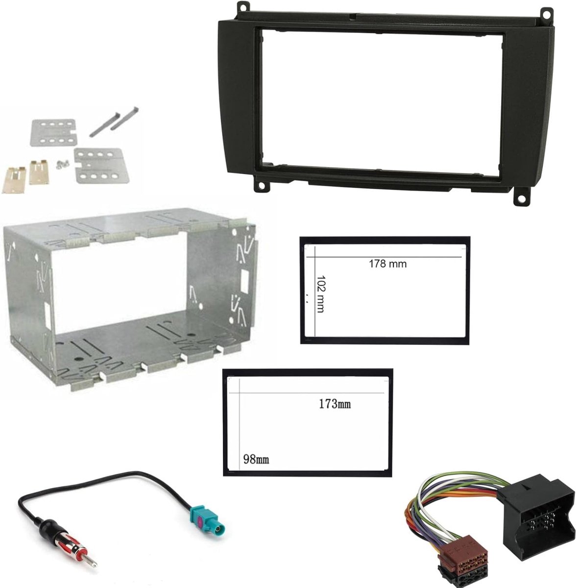 2 DIN Radio Inbouwframe Adapter voor Mercedes A/B/Viano/Vito/Sprinter & VW Crafter - Set