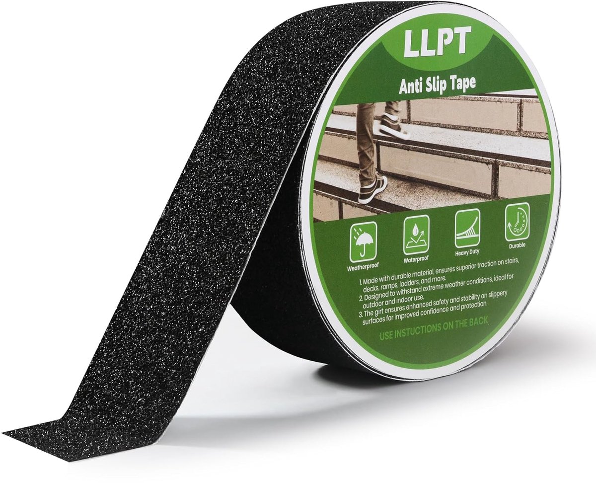 Grip tape antislip 51 mm x 5 m - Zwart - Hoge grip voor binnen en buiten - Veiligheid voor trappen en hellingen - ShopVlot