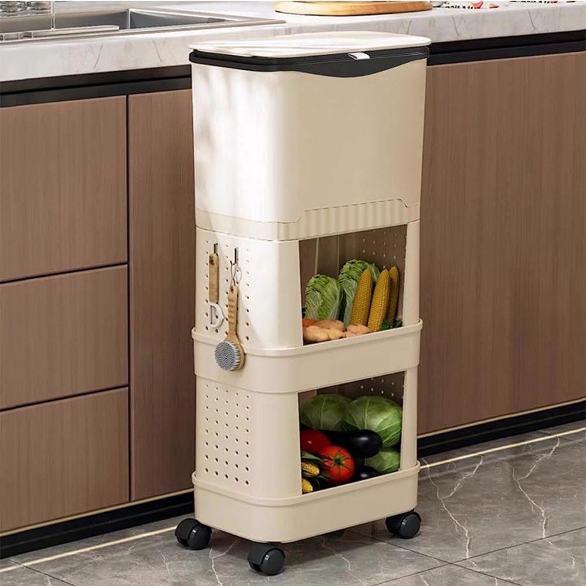 Vuilnisemmer met Deksel - 12 Liter - Biologisch Afval - Voor Keuken en Kleine Ruimtes