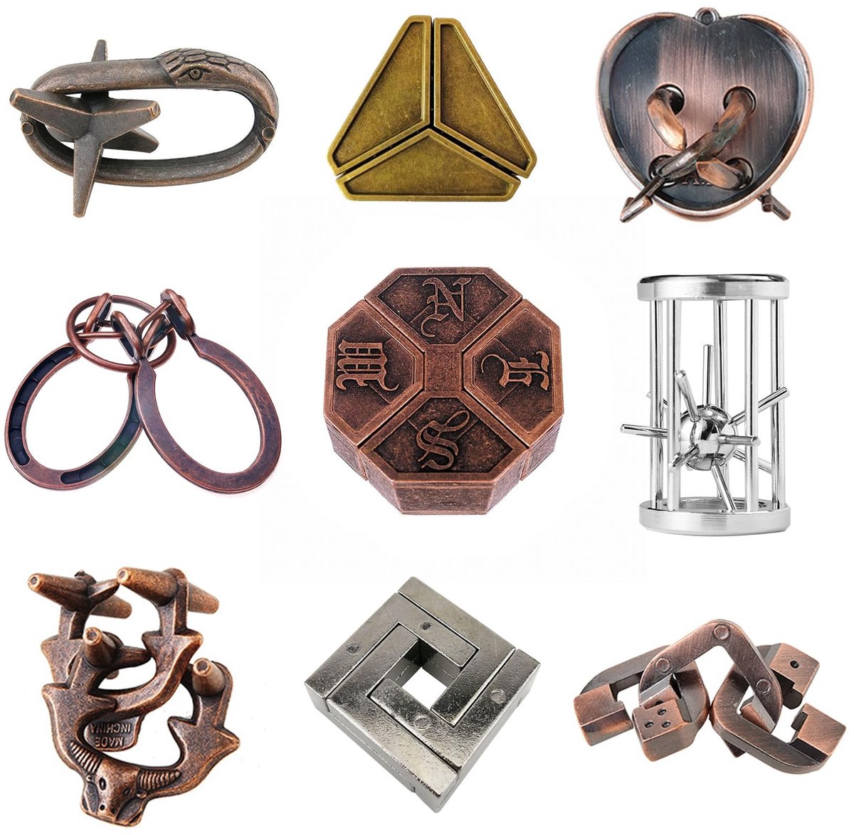Solidchoice - Set van 9 Metalen Puzzels voor Volwassenen