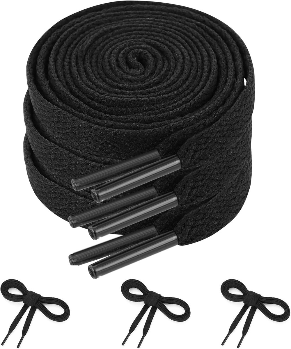 Schoenveters 8 mm - platte zwarte veters - 120 cm lang - ideaal voor sneakers en wandelschoenen - ShopVlot