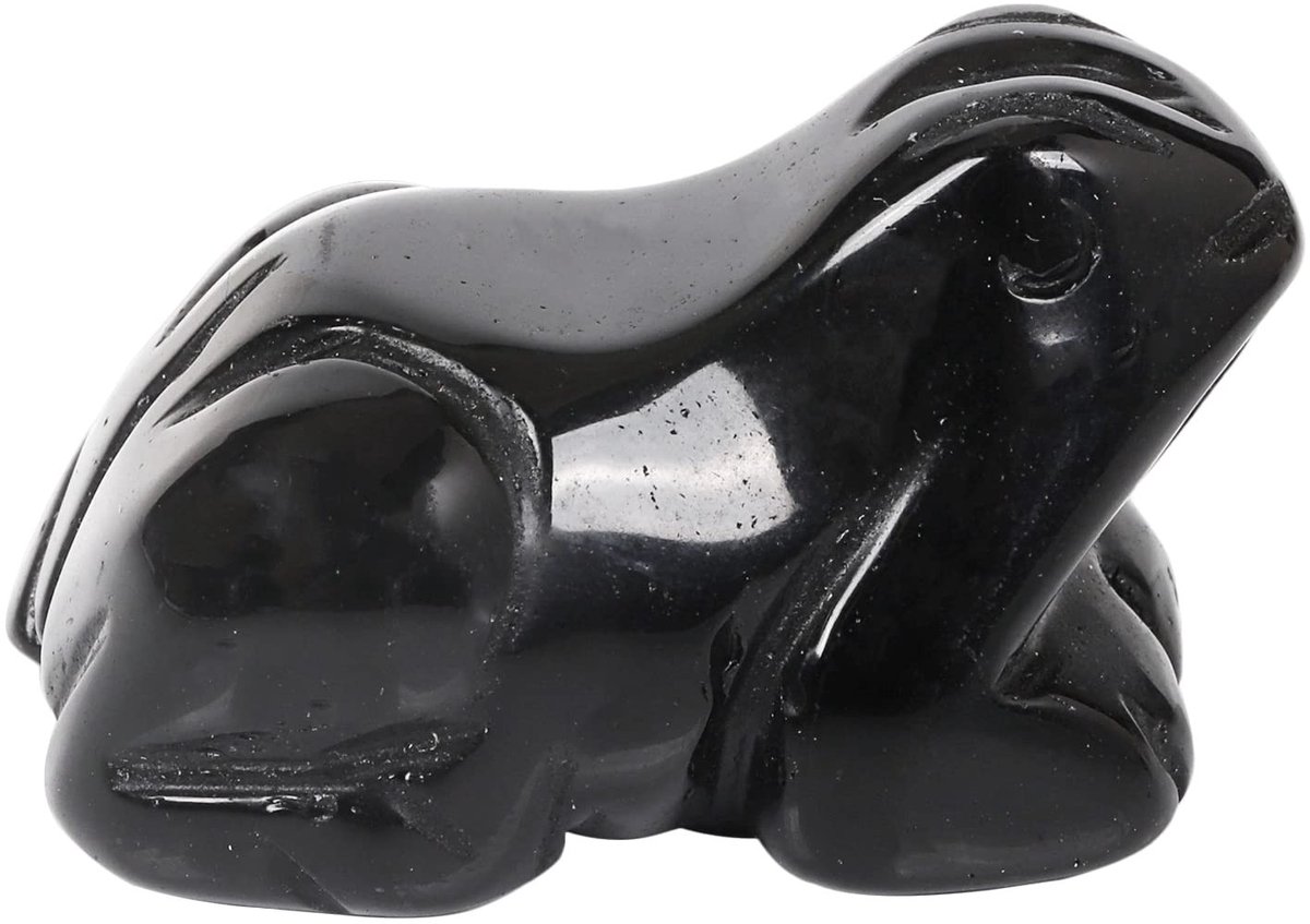 Solidchoice - Handgegraveerde Zwarte Obsidiaan Kikker, 1.5 Inch