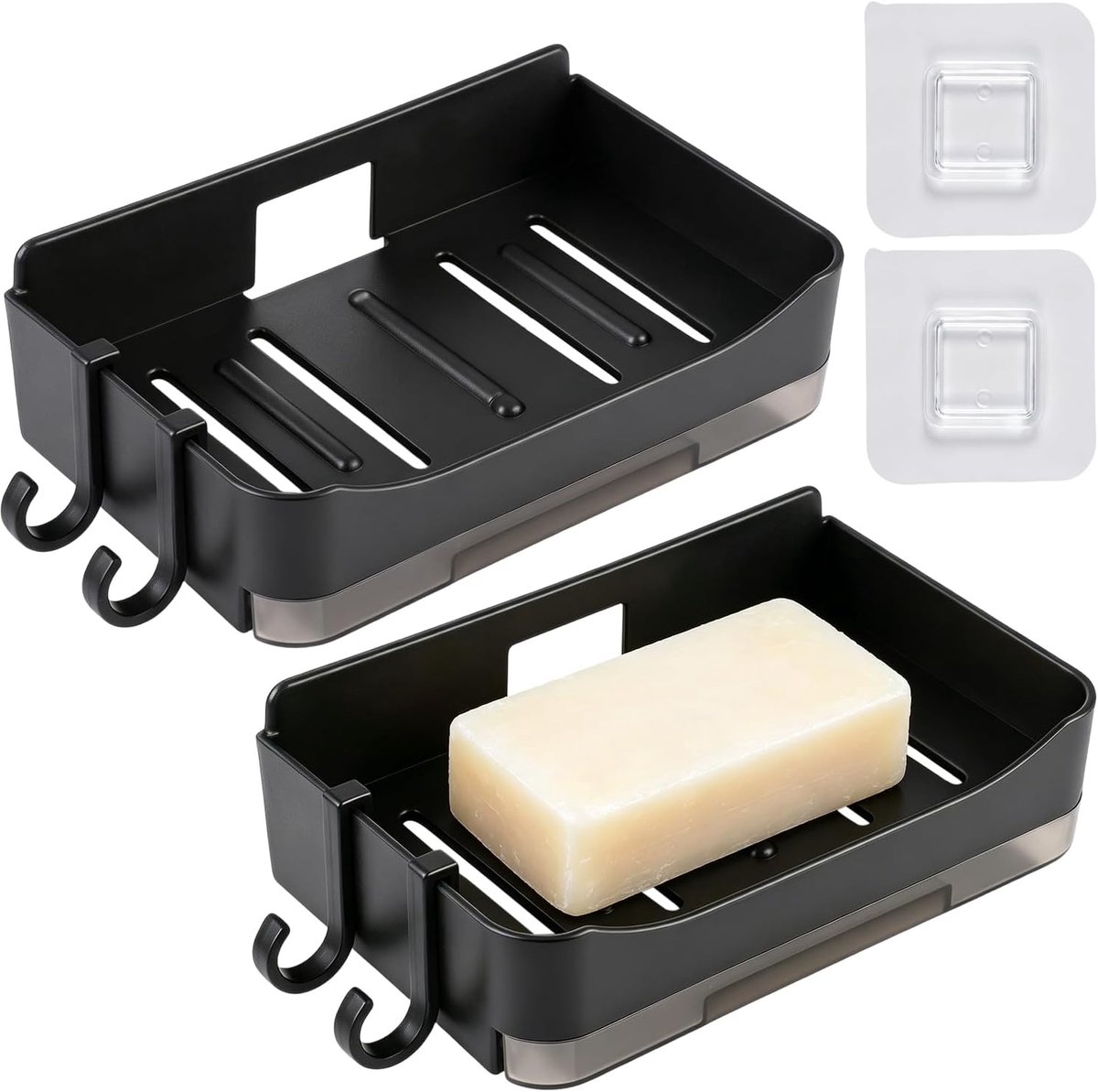 Zeepbakje 2 Stuks 13 × 8 × 4 cm - Kunststof - Zelfklevend - Voor badkamer en keuken - ShopVlot