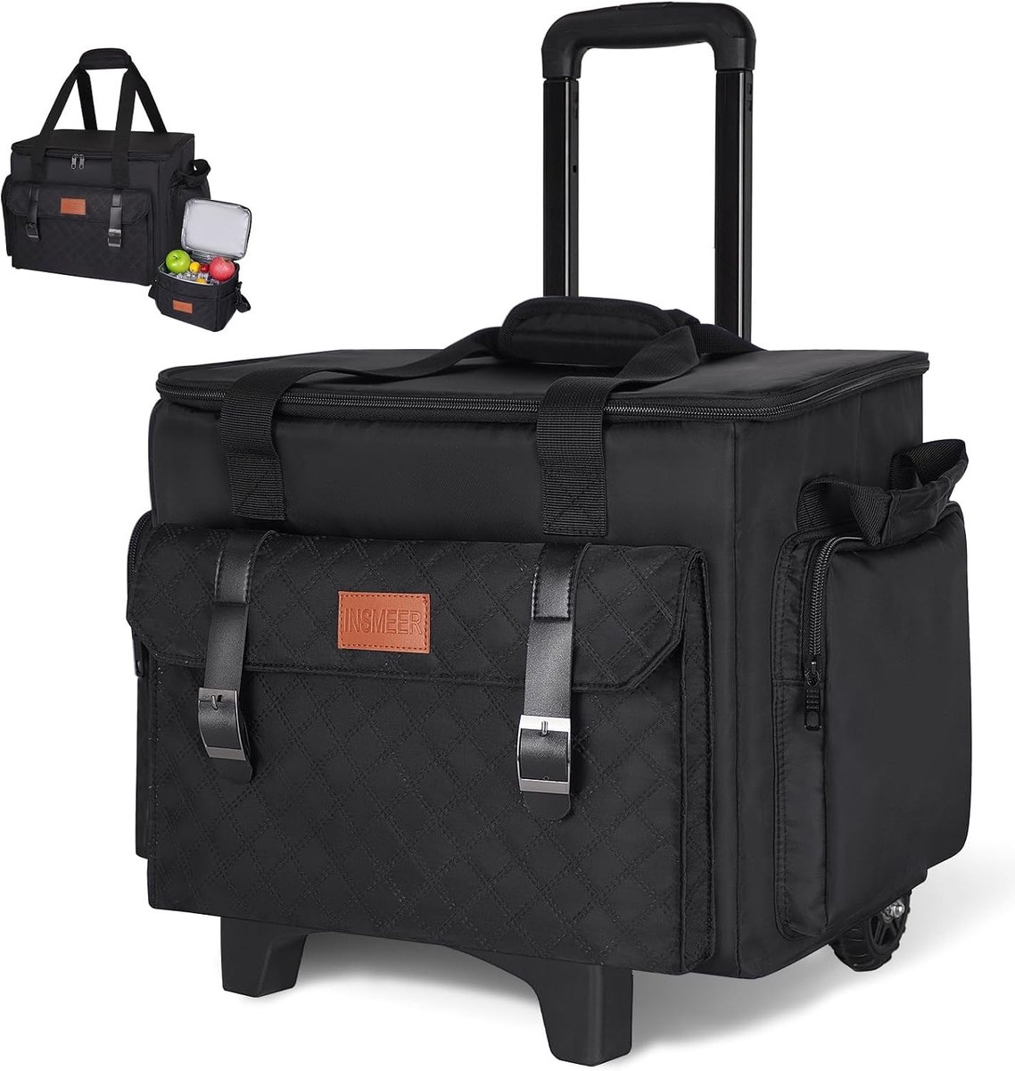 Trolleykoffer voor leraren - Zwart - 15,6 inch - Met Compartiment voor Laptop en Lunchtas - Voor Professionele Dames
