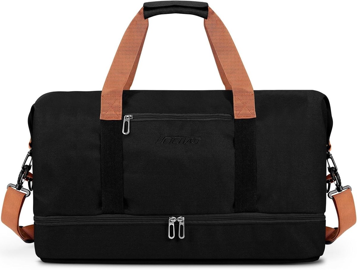 Sporttas - Zwart - 46 x 25 x 28 cm - Waterdichte Sporttas met Schoenenvak - Voor Heren