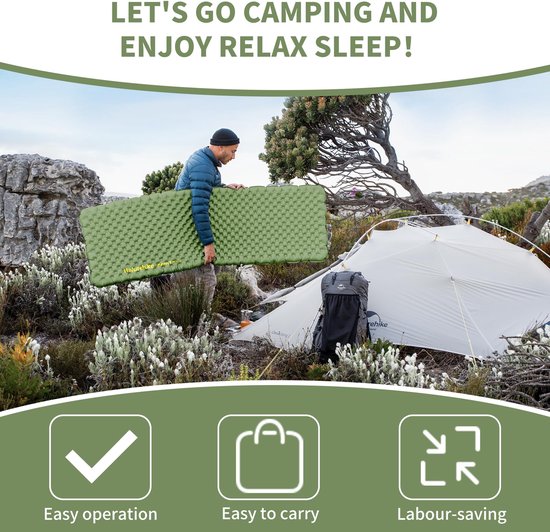 Ultralichte Zelfopblazende Isomat voor Camping - Duurzaam en Draagbaar Luchtmatras voor Trekking en Wandelen van Merkloos — afbeelding 4