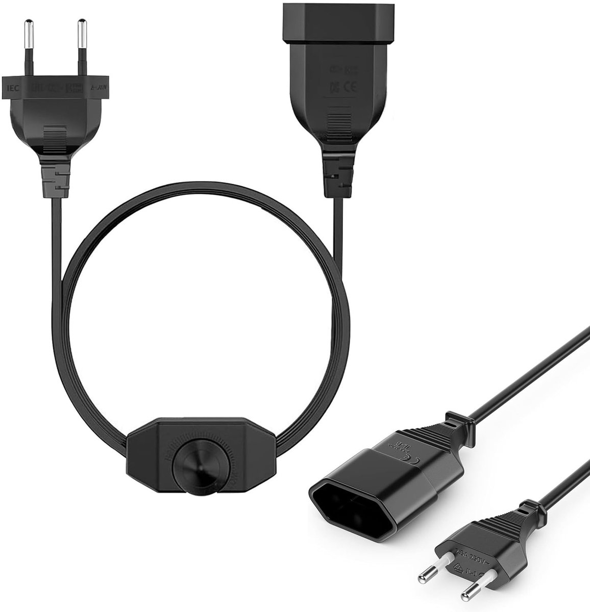 Solidchoice - 2 Meter Euro Voedingskabel met Dimmer voor LED