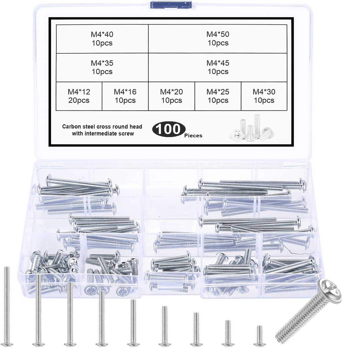 Solidchoice - 100 Stuks M4 Schroeven Set voor Meubelmontage